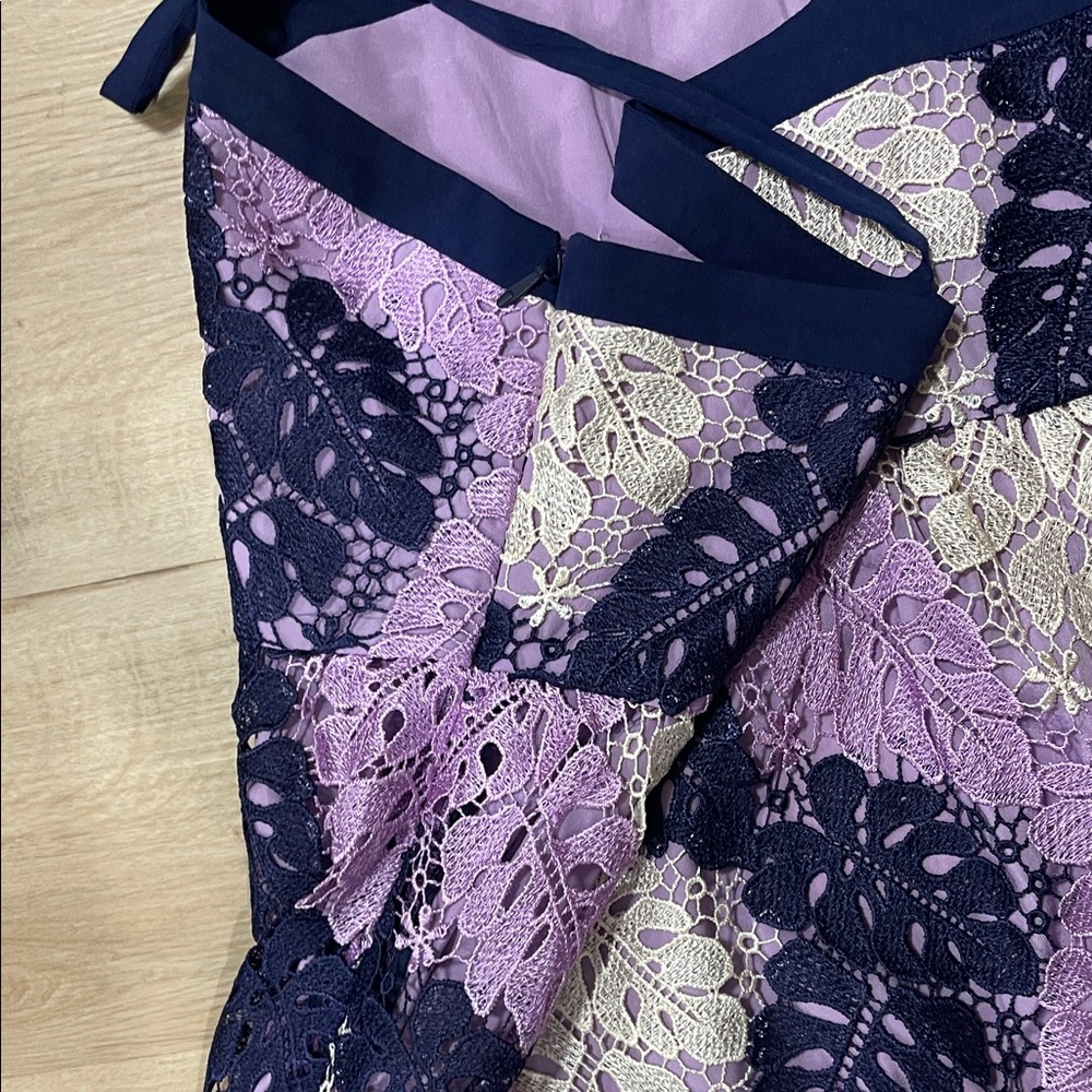 Adelyn Rae Purple and Cream Midi Dress - Picture 9 of 9